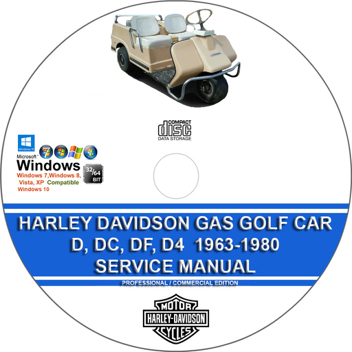Harley Davidson Gas Golf Car D DC DF D4 1963 1964 1965 1966 1967 1968 1969 1970 1971 1972 1973 1974 1975 1976 1977 1978 1979 1980 Factory Service Repair Manual + Parts Manual + Wirings