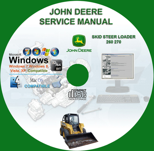 John Deere Skid Steer Loader 260 270 Factory Service Repair Technical Manual TM1780 + Wirings