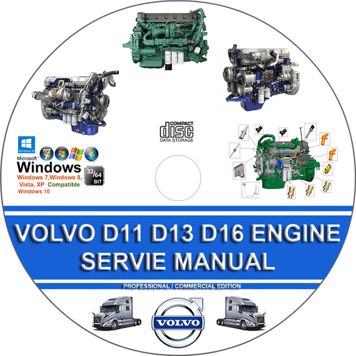 VOLVO TRUCK D11 D13 D16 ENGINE SERVICE REPAIR MANUAL + OPERATORS MAINTENANCE MANUAL