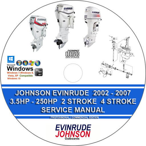 Johnson Evinrude 3.5HP – 250HP 2 Stroke 4 Stroke 2002 2003 2004 2005 2006 2007 Factory Service Repair Manual