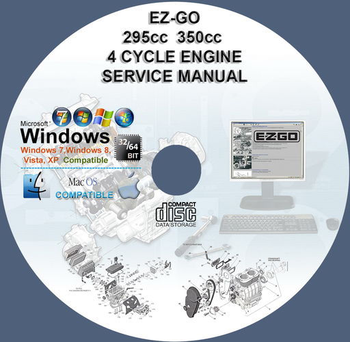EZ-GO 295CC 350CC 4Cycle Engine Factory Service Repair Manual + Parts Manual