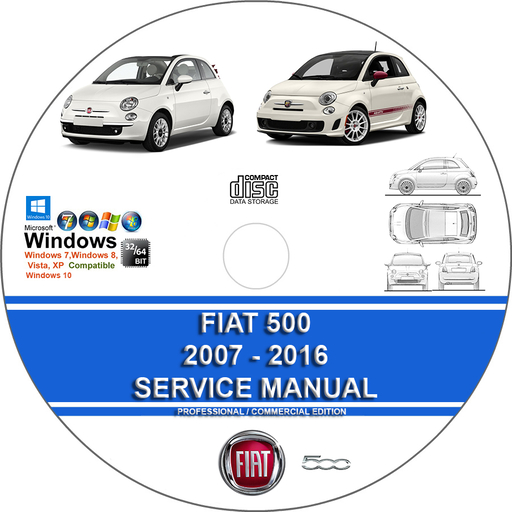 Fiat 500 500C Abarth 500E 2007 2008 2009 2010 2011 2012 2013 2014 2015 2016 Factory Service Repair Manual + Wirings