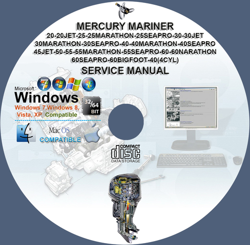 Mercury Two stroke 20 25 30 40 45 50 55 60 Mariner Factory Service Repair Manual + Wirings
