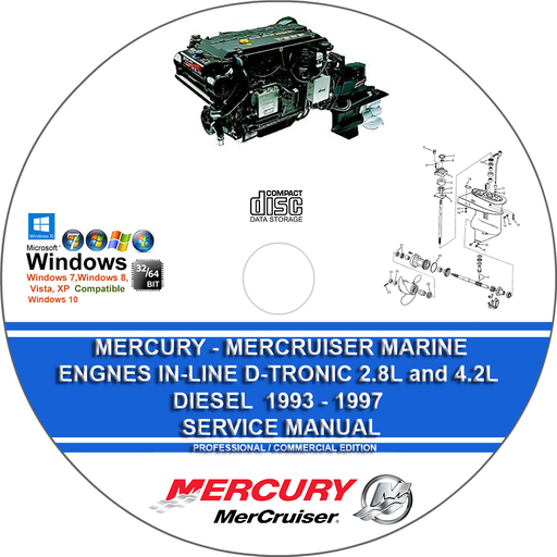 Mercury Mercruiser Marine Engines InLine DTronic 2.8L and 4.2L Diesel 1993 1994 1995 1996 1997 Service Repair Manual