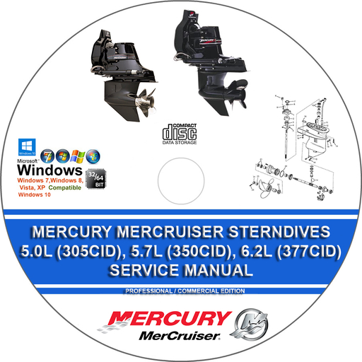 Mercury Mercruiser Sterndrives 5.0L (305CID), 5.7L (350CID) and 6.2L (377CID) Service Repair Manual