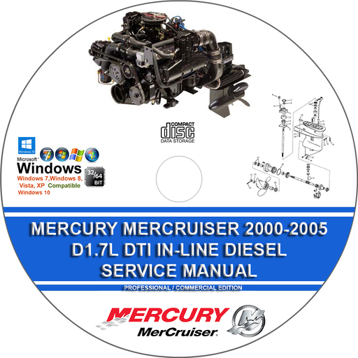 Mercury Mercruiser Sterndrives D1.7L DTI In-Line Diesel 2000 2001 2002 2003 2004 2005 Service Repair Manual