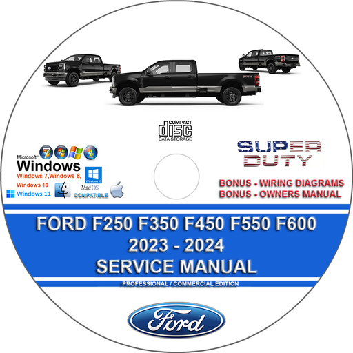 Ford F250 F350 F450 F550 F600 2023 Factory Workshop Service Repair Manual + Wiring Diagrams